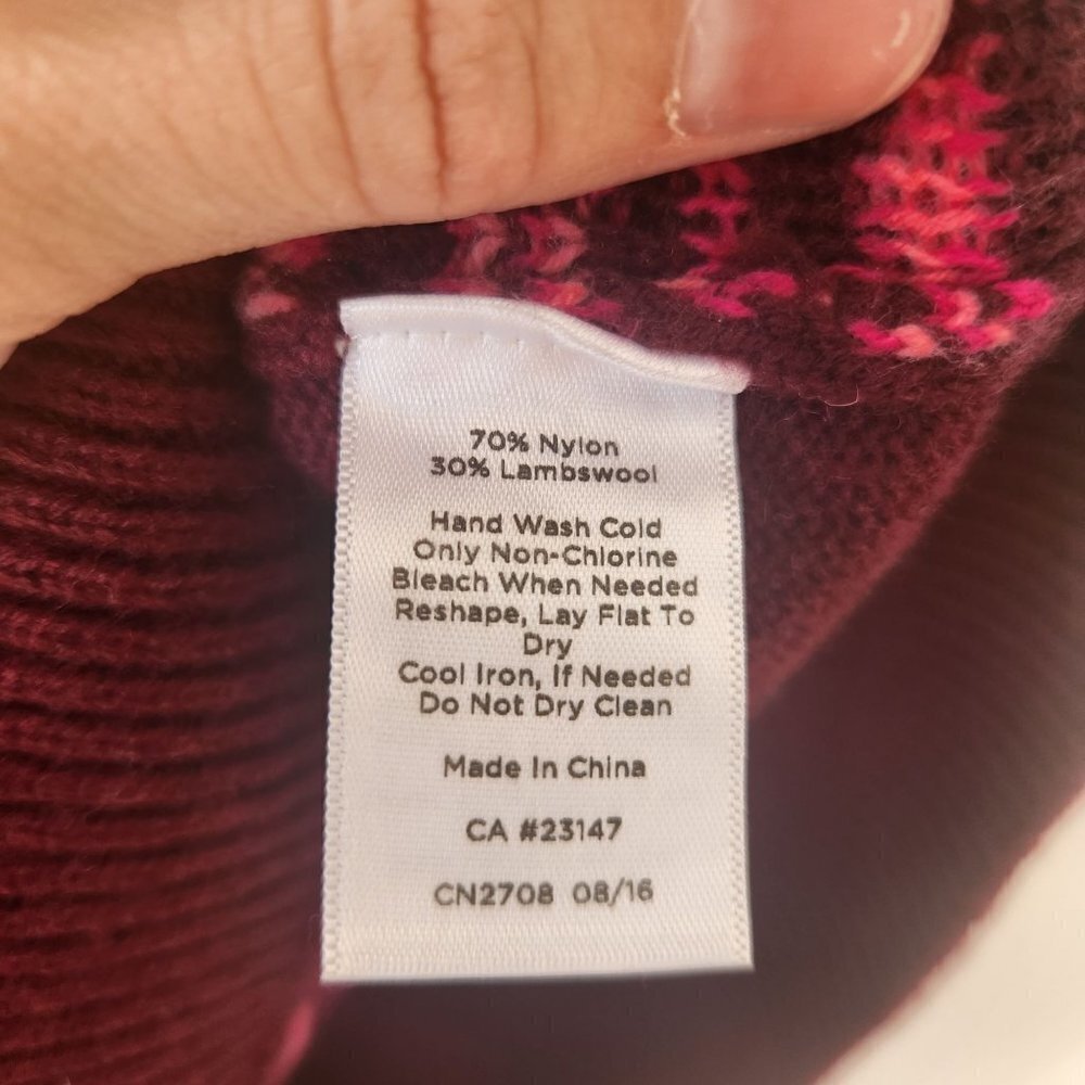 Talbots Wool Blend Sweater Beaded Geometric Maroon Women's Size M - Picture 6 of 7